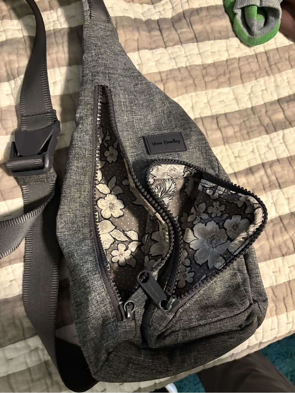 Vera Bradley Heathered Gray Sling Crossbody Bag